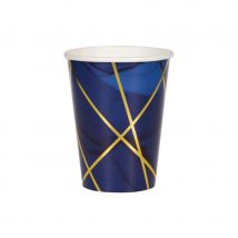 Décoration bleu et or pour table d'anniversaire (8 gobelets)