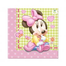 Décoration Bébé Minnie d'anniversaire (20 serviettes de 33cm)