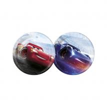 Déco Cars 3 pour table d'anniversaire (8 assiettes voitures de 23 cm)