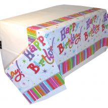 Déco colorée pour gôuter, joyeux anniversaire (Nappe de 137x259 cm)