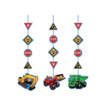 Décorations Chantier pour table d'anniversaire (3 suspensions)