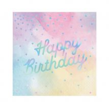 Déco d'anniversaire rose iridescentes pour table (16 serviettes)