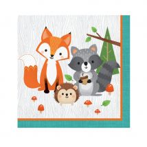 Décorations d'anniversaire animaux de la forêt (16 serviettes)