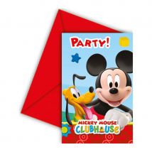 Décorations d'anniversaire Mickey clubhouse (6 cartes d'invitation)