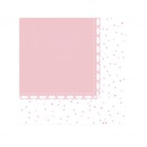 Déco de table blanche et rose avec petits coeurs (20 serviettes)