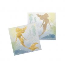 Déco de table sirène hippocampe pour anniversaire (12 serviettes)