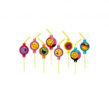 Déco de table Smiley World pour anniversaire (8 pailles)