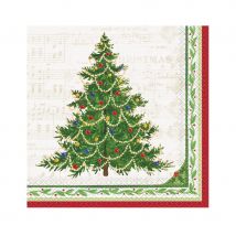 Décoration de table Arbre de Noël rouge et verte (16 serviettes)