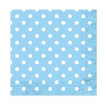 Décoration de table bleue à pois blancs (12 serviettes)