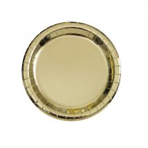 Décoration de table dorée métallisée (8 assiettes de 23cm)