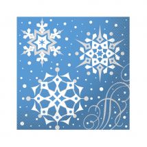 Décoration de table Flocons blancs et rennes (16 serviettes)