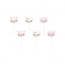 Décoration de table petit chat rose (6 bougies)