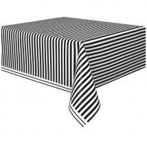 Décoration de table rayée noir et blanc (Nappe de 137x274cm)