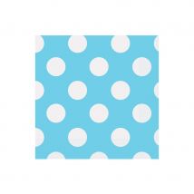 Décorations de table bleues à pois blancs (16 serviettes de 25cm)
