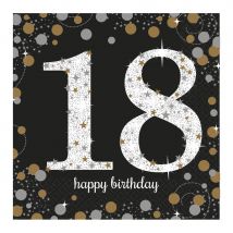 Décorations de table d'anniversaire VIP (16 serviettes 18 ans)