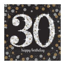 Décorations de table d'anniversaire VIP (16 serviettes 30 ans)
