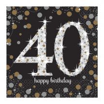 Décorations de table d'anniversaire VIP (16 serviettes 40 ans)