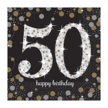 Décorations de table d'anniversaire VIP (16 serviettes 50 ans)