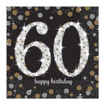 Décorations de table d'anniversaire VIP (16 serviettes 60 ans)