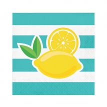 Décorations de table motifs citrons (16 serviettes)