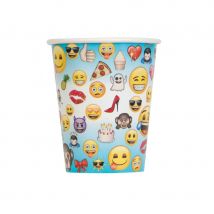 Décoration Emoji pour table d'anniversaire (8 gobelets)