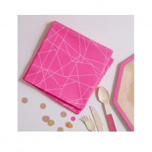 Décoration géométrique néon pour table (20 serviettes roses)
