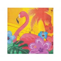 Décorations Hawai flamant rose (12 serviettes)