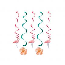 Décorations Hawai flamant rose (5 suspensions)