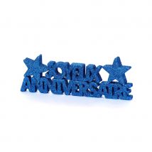 Déco Joyeux Anniversaire en paillettes de 4,5cm (Bleu foncé)
