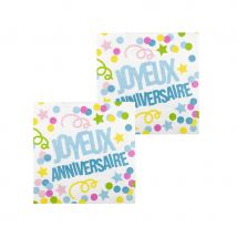 Déco joyeux anniversaire pour table d'anniversaire (12 serviettes)