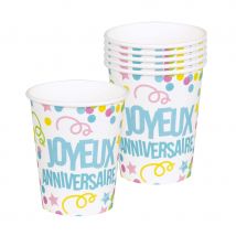 Déco joyeux anniversaire pour table d'anniversaire (6 gobelets)