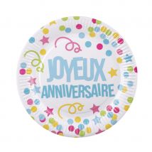 Déco joyeux anniversaire pour table d'anniversaire (6 assiettes)