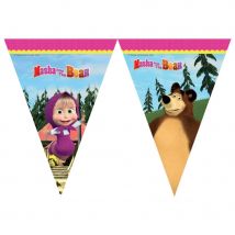 Déco Masha et Michka pour table d'anniversaire (Guirlande de fanions)