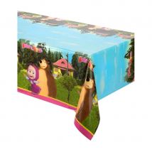 Déco Masha et Michka pour table d'anniversaire (Nappe de 120x180cm)