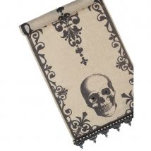 Déco motif tête de mort pour table de Halloween (Chemin de table)