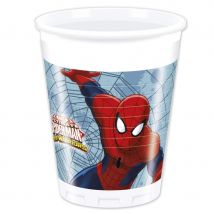 Décoration Spiderman d'anniversaire (8 gobelets)