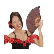 Eventail Espagnol fleuri (Rouge)