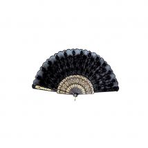 Eventail Espagnol fleuri (Noir)