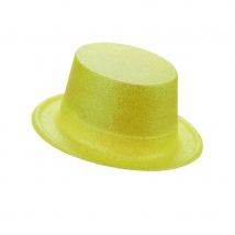 Haut de forme pailleté en plastique (Jaune)