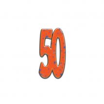 Nombre d'anniversaire géant en carton plat, 171cm (50 ans, orange)