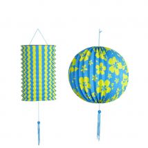 Paire de lanterne sphérique et cylindrique (Bleues et jaunes)