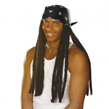 Perruque de longues dreadlocks avec bandana (bandana noir)
