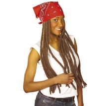 Perruque de longues dreadlocks avec bandana (Bandana rouge)