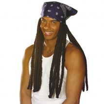 Perruque de longues dreadlocks avec bandana (Bandana bleu)