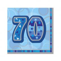 Serviettes âge bleues, noires ou roses (70ans bleu)