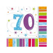 Serviettes d'anniversaire avec âge imprimé (70 ans)
