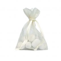 Sachets pour dragées en tissu organdi de 12x17 cm (Ivoire)