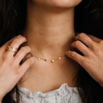 Collier ras de cou à pampilles - Fabien Ajzenberg - Fabriqué en France - Idée cadeau Noël - Cadeau Femme - Cadeau Maman - Les Raffineurs