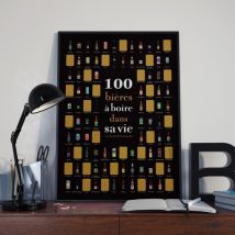 Affiche à gratter - 100 bières à boire dans sa vie - Idée cadeau Noël - Cadeau Homme - Cadeau Papa - Cadeau Crémaillère - La Carte Des Vins