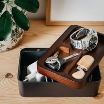 Vide-poche magnétique design - Noir/marron - Bois - Idée cadeau Noël - Cadeau Homme - Cadeau Femme - Cadeau Papa - Cadeau Maman - Cadeau Crémaillère -